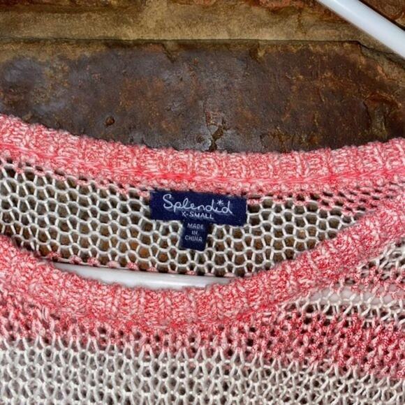 Splendid Loose Knit Pink & White Striped Long Sleeve Top Women's Size XS - Picture 8 of 9